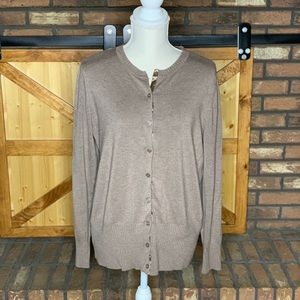 Lane Bryant Taupe Button Front Cardigan